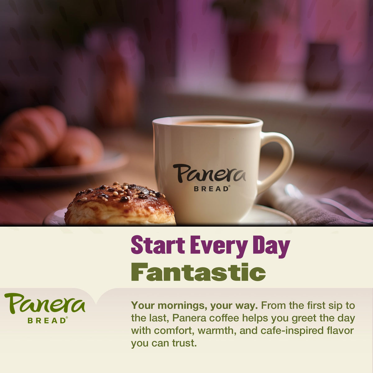 A steaming cup of Panera Hazelnut Crème evokes warm, nutty notes.