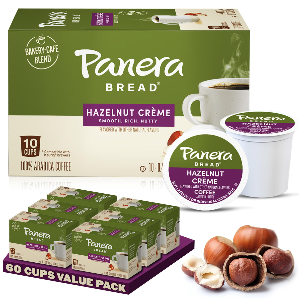 Panera Hazelnut Crème coffee pod close-up for cafe-quality mornings.