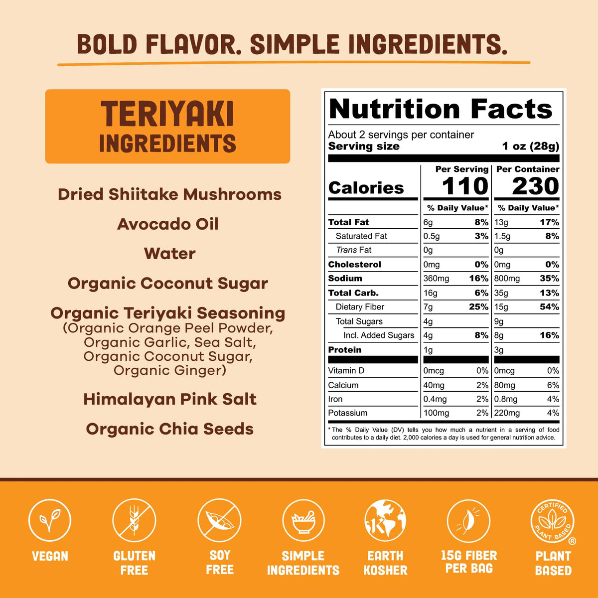 Pan's Mushroom Jerky on-the-go snack with bold teriyaki flavor for travel lunches