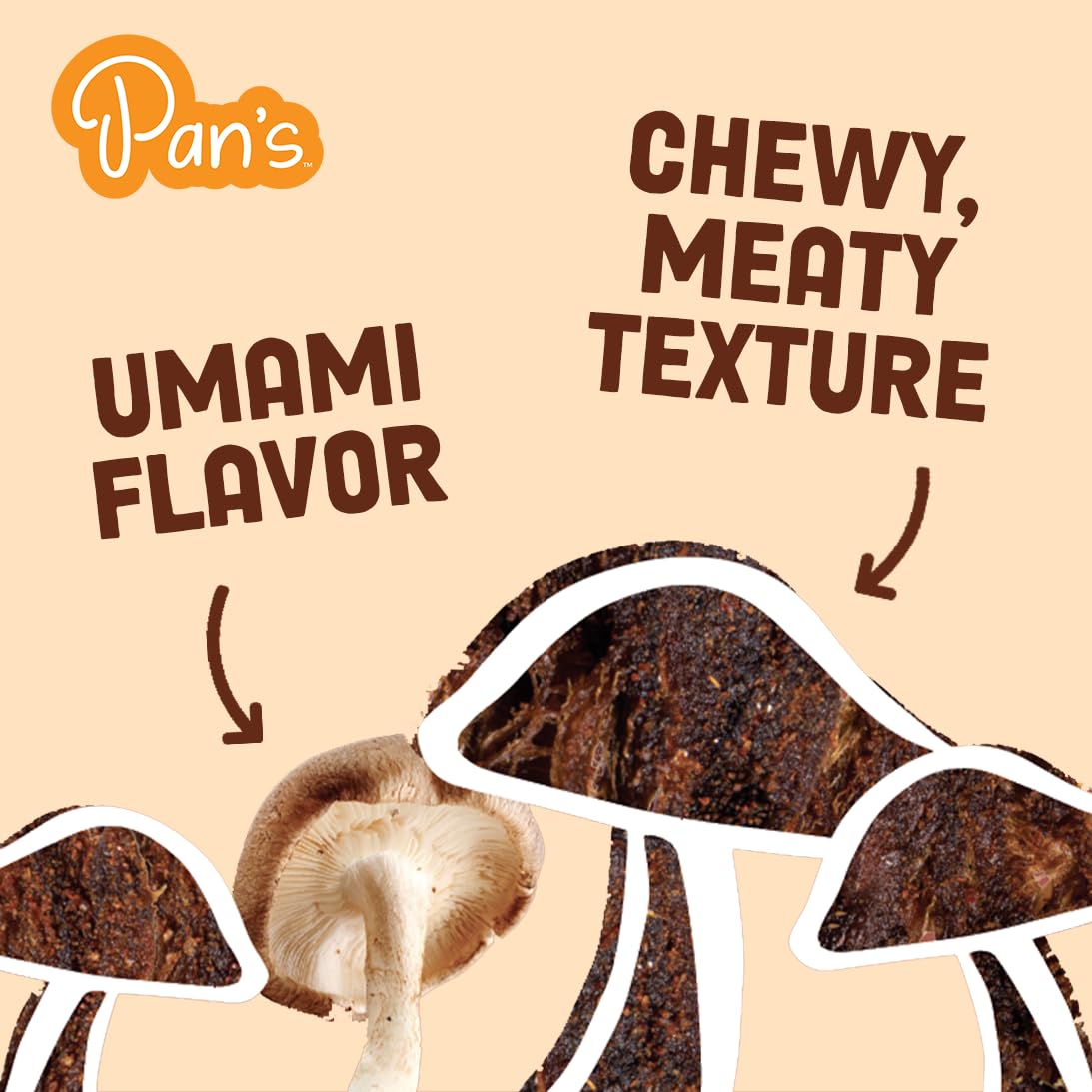 Pan's Mushroom Jerky pack-of-3 bags showcase versatile gluten-free, high-fiber snack.