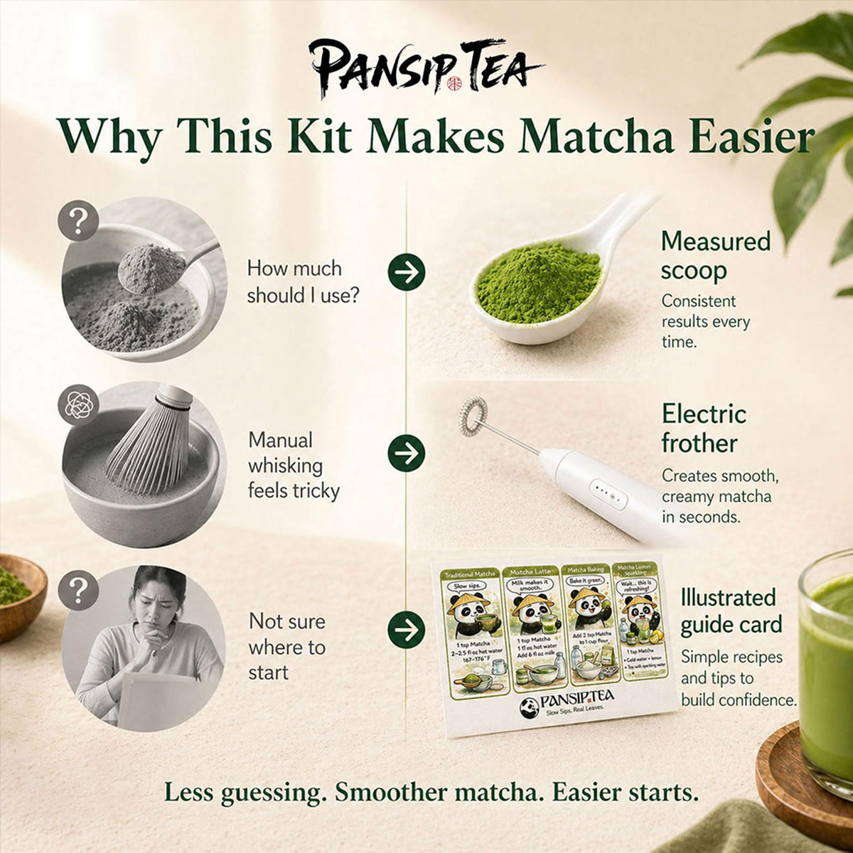 PANSIPTEATEA matcha cup with froth ready for a polished ceremonial-style drink.