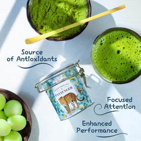 Pantenger matcha stone-milled powder for a silky texture.