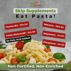 Papa Vince bronze die cut pasta emphasizes rough surface for better sauce adhesion.