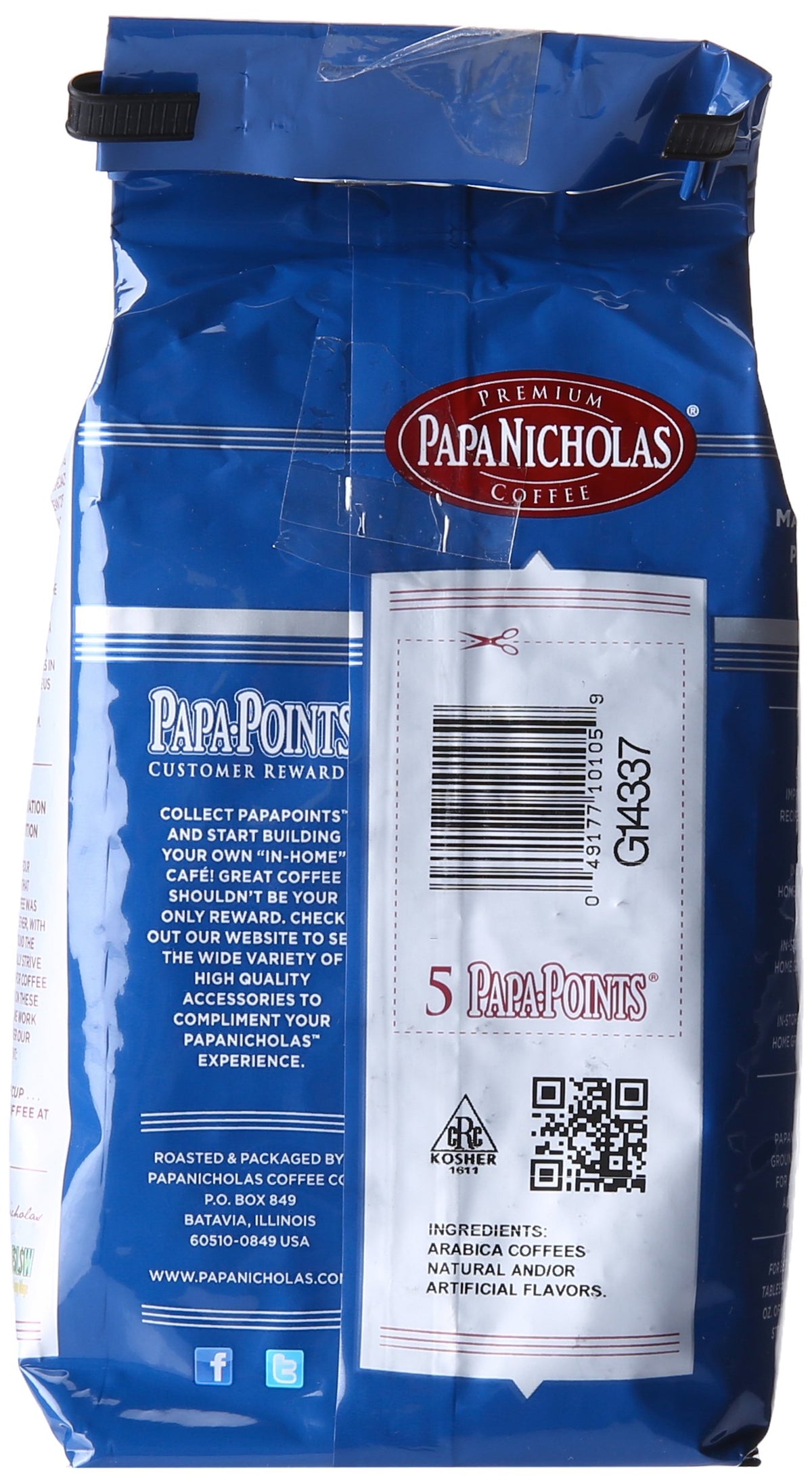 PapaNicholas Cinnamon Hazelnut beans close-up emphasizing light roast aroma.