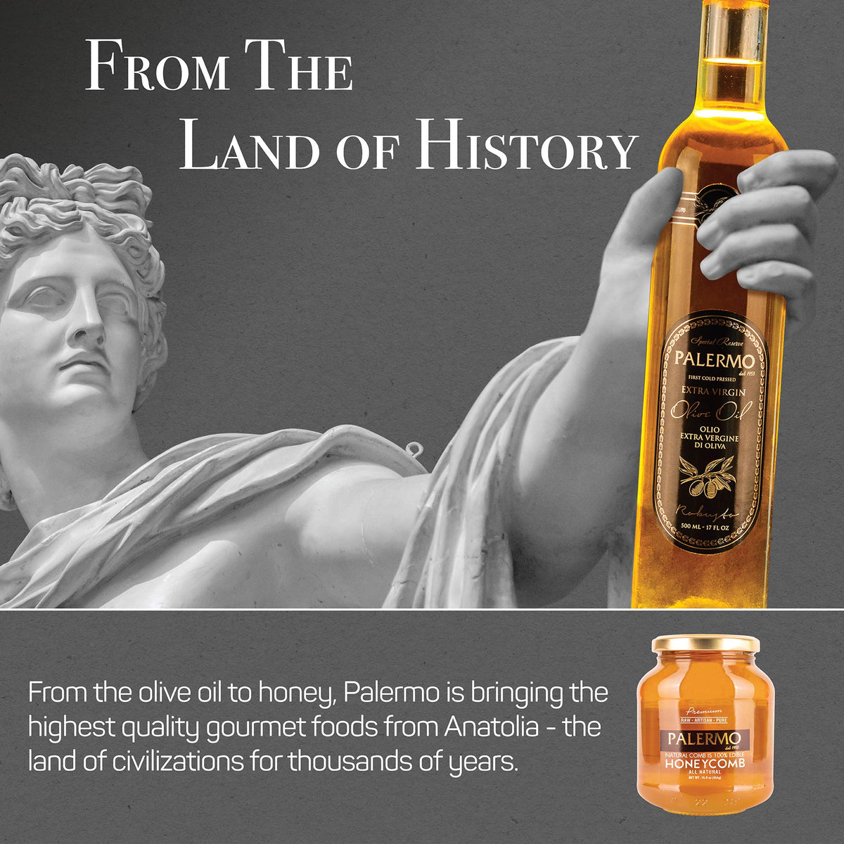 Papa Palermo honeycomb close up reveals amber color and delicate texture