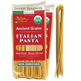 Papa Vince Organic Spaghetti pack shot highlights authentic texture for everyday Italian meals.