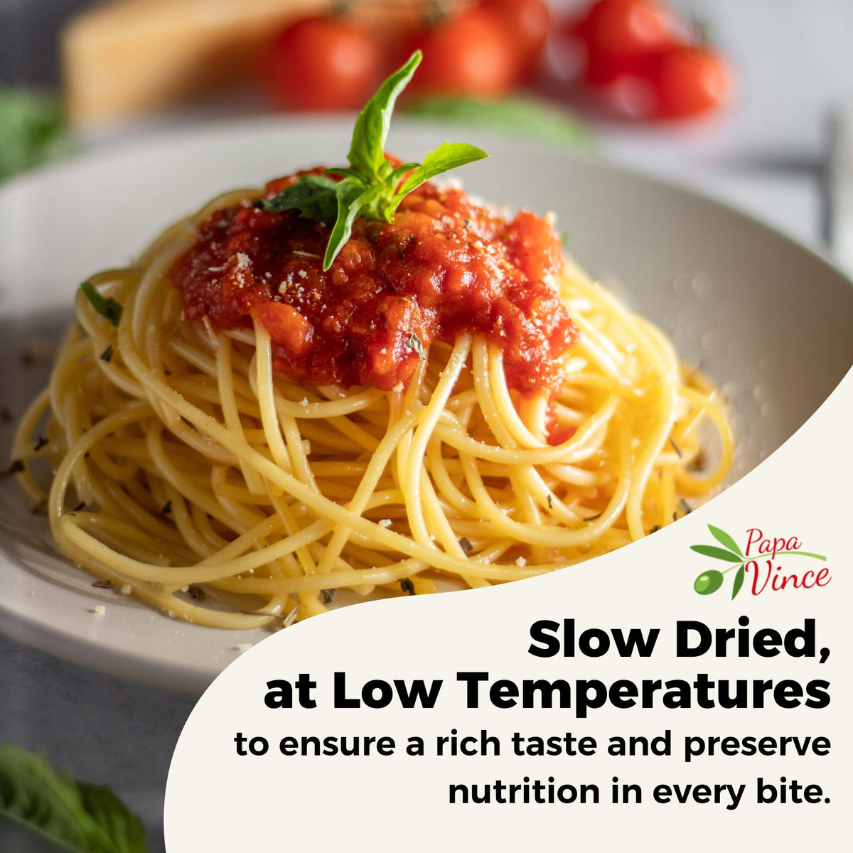 Papa Vince Spaghetti Sicilian tradition evokes authentic Italian craftsmanship.