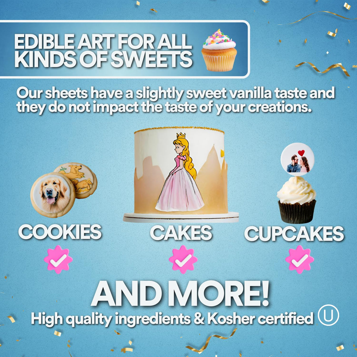 paper2eat edible sheets on cookies highlight quick personalized treats.