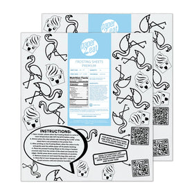 paper2eat frosting sheets pack open showing 48 sheets for edible cake toppers.