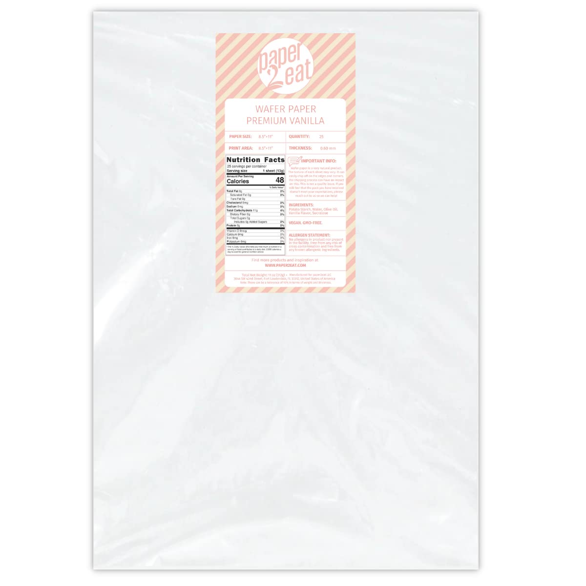 paper2eat vanilla wafer paper sheets show 0.60mm thin texture for cake decorations.
