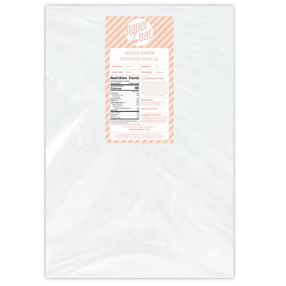 paper2eat vanilla wafer paper sheets show 0.60mm thin texture for cake decorations.