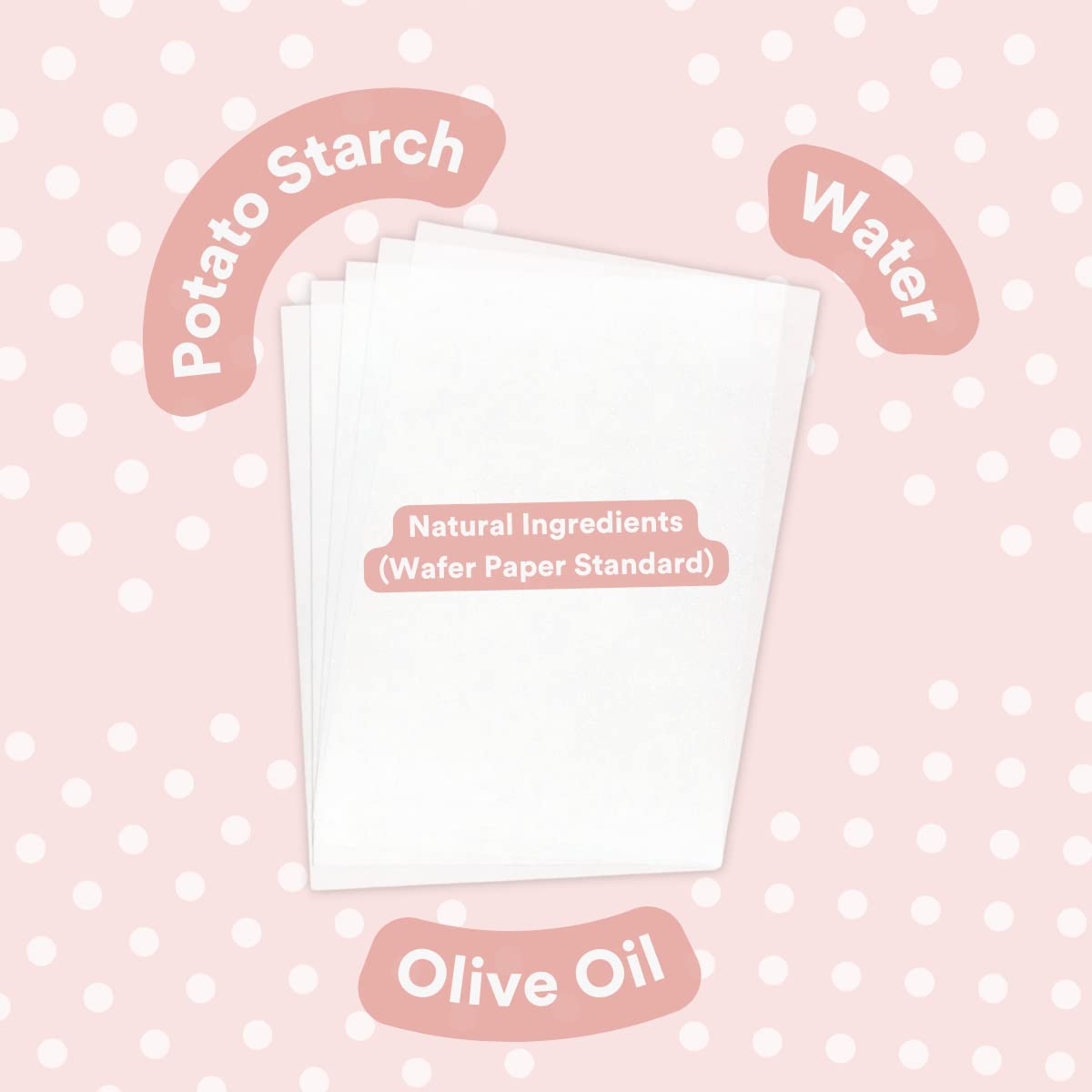 paper2eat natural ingredients potato starch and vegetable oil for allergen-friendly decorating.