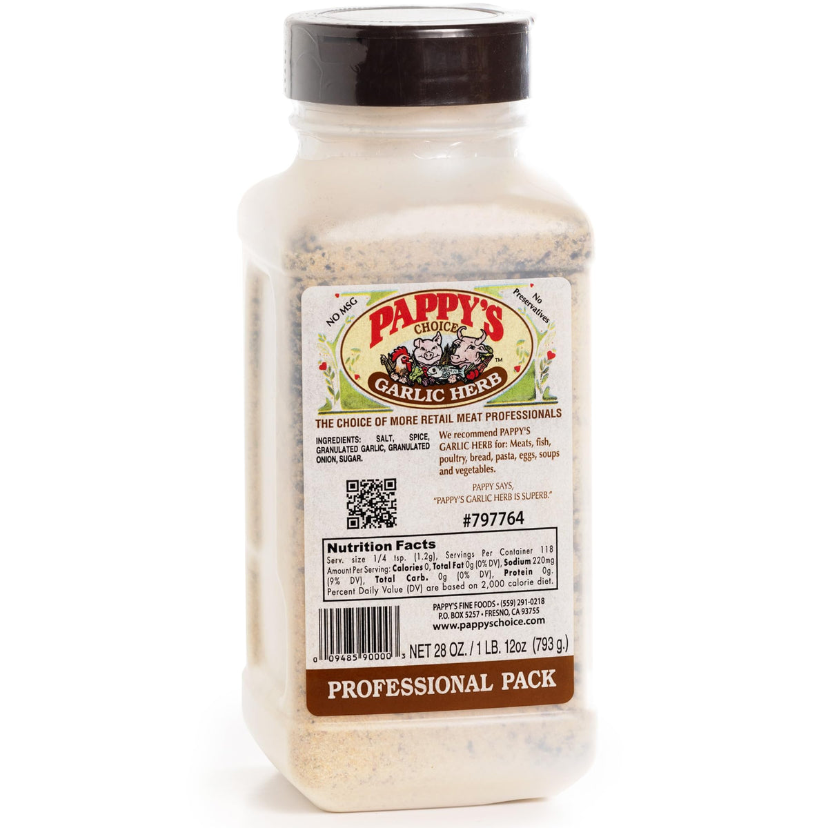 Pappy's Garlic & Herb Seasoning bottle ready for grilling