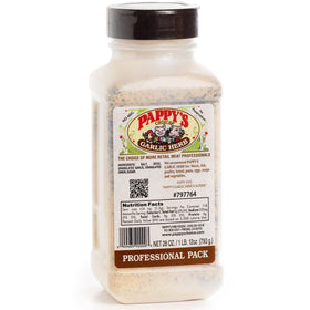 Pappy's Garlic & Herb Seasoning bottle ready for grilling