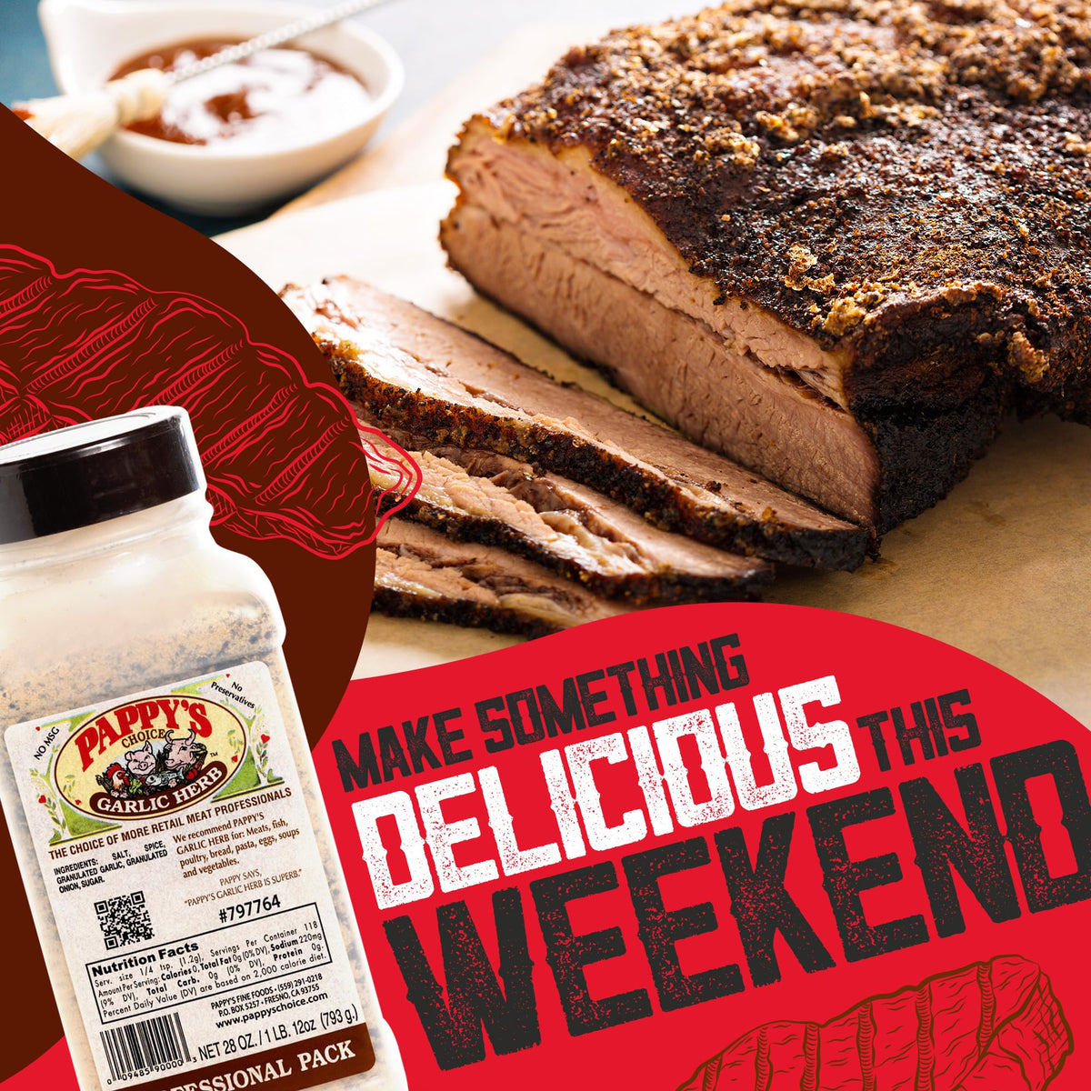 Pappy's Garlic & Herb Seasoning pack with grill tools for meals
