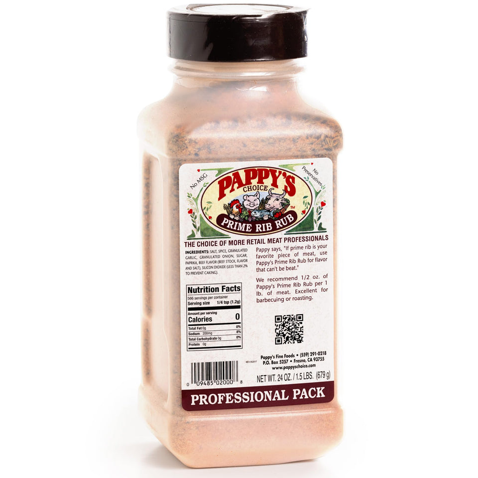 Pappy's Prime Rib Rub jar front showing premium seasoning for beef flavor