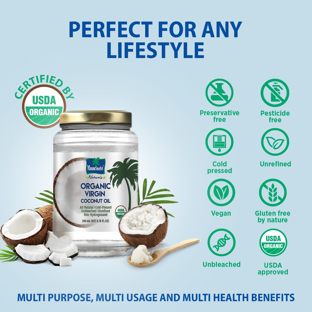 Parachute Naturalz coconut oil in cooking use on a hot pan.