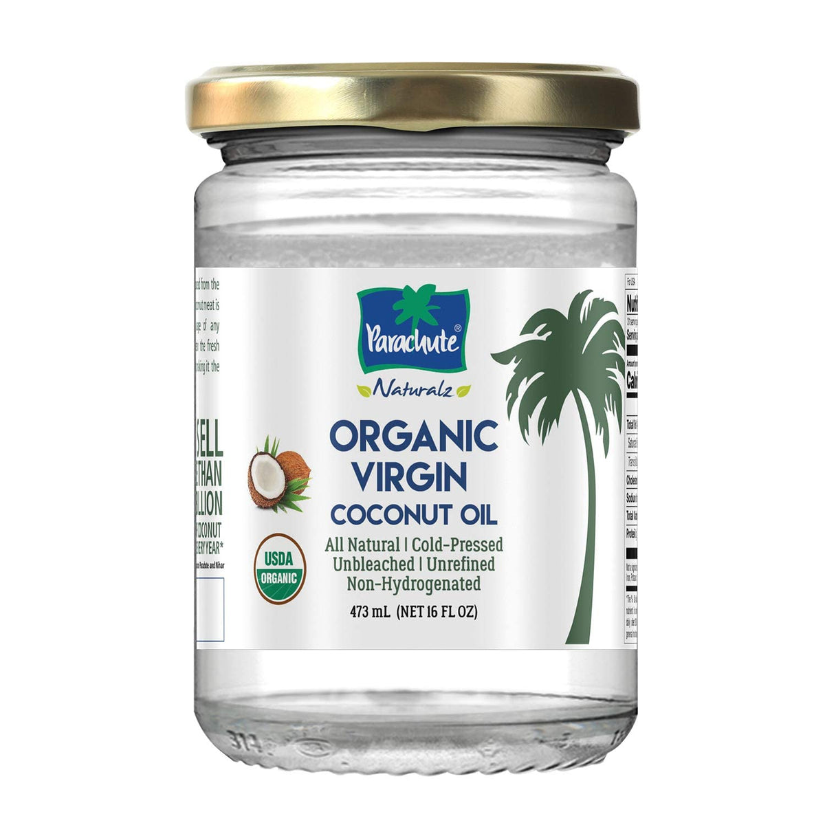 Parachute Naturalz coconut oil jar front for versatile cooking and skincare.