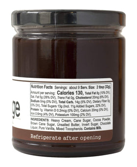 Paradigm Foodworks Deep Dark Haute Fudge poured over vanilla ice cream for indulgence.