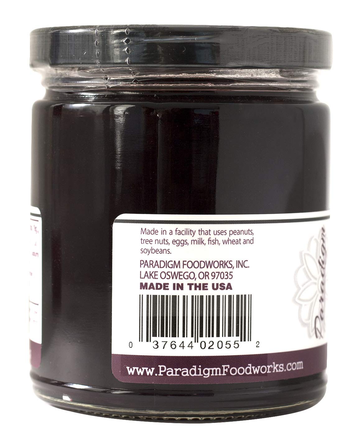 Paradigm Foodworks Seedless Marionberry Jam close-up; glossy texture invites spoonfuls of fruity sweetness.