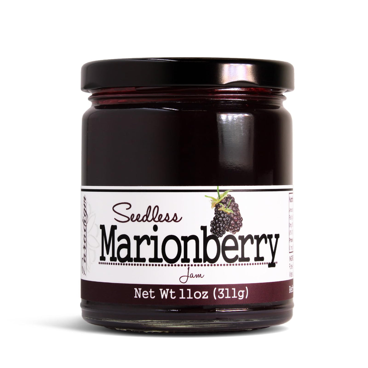 Paradigm Foodworks Seedless Marionberry Jam jar; rich flavor ideal for toast and mornings.