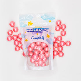 Paradise Candy Pink Bubblegum Gumballs 1inch on a candy-bar display setup