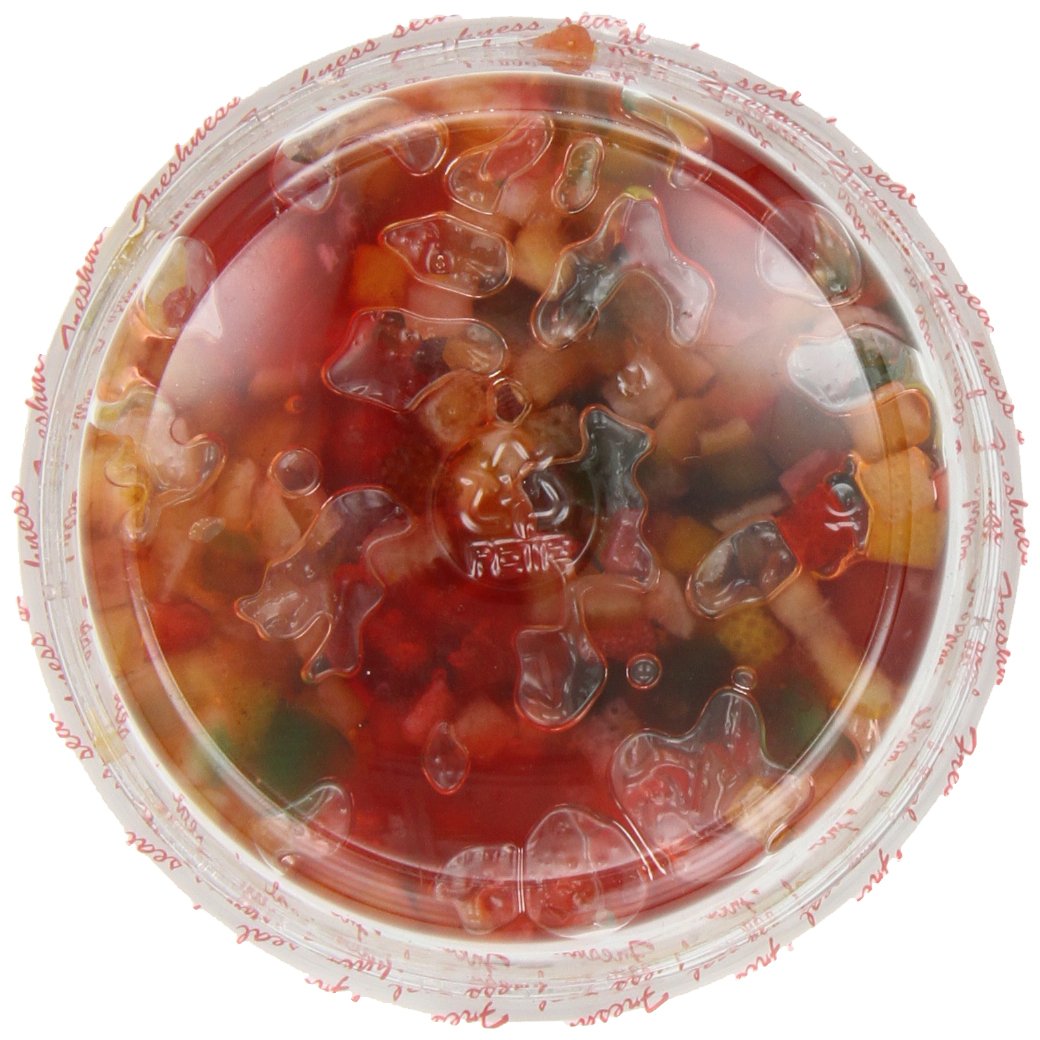 Close-up of Paradise Fruit Extra Fancy Fruit Cake Mix ingredients featuring cherries and pineapple for bright flavors.