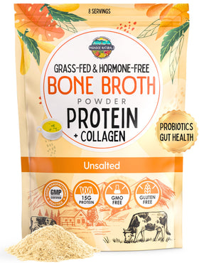 Paradise Naturals bone broth powder label showing probiotic boost