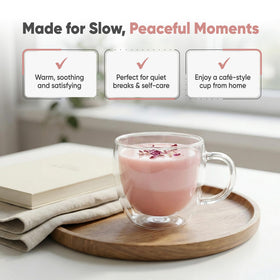 Param Kesar serve with milk for creamy pink tea experience.