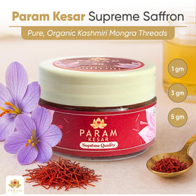 Param Kesar handpicked saffron threads—carefully harvested for authenticity and purity.