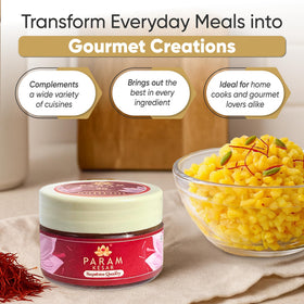 Param Kesar natural antioxidant saffron—adds color and aroma to beverages and dishes.