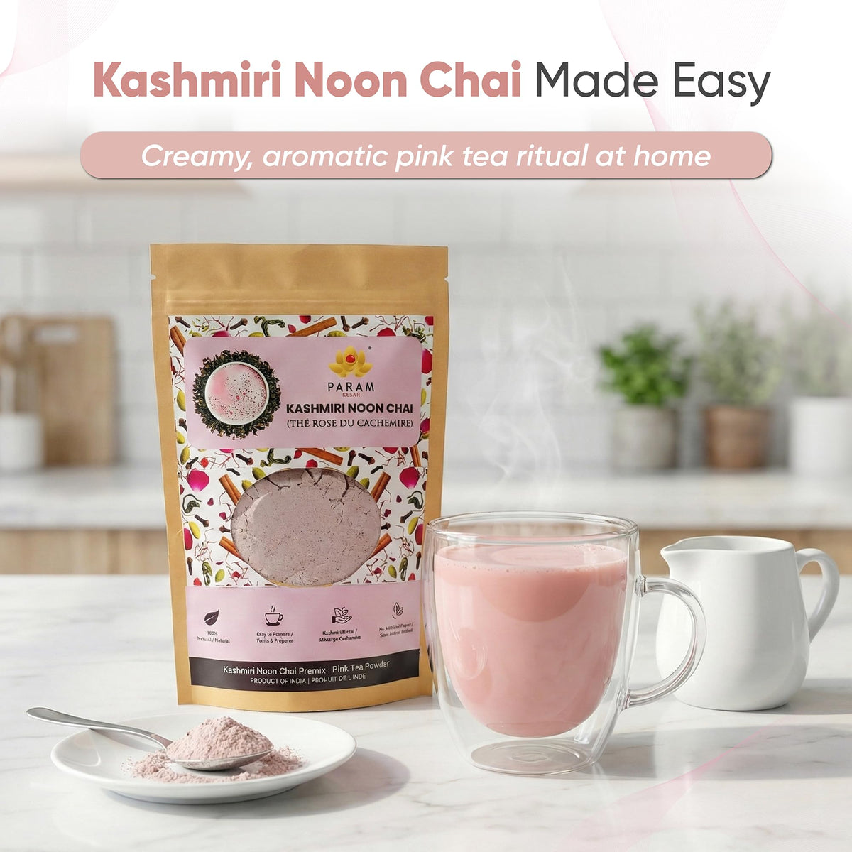Param Kesar pink color develops when brewed naturally without additives.