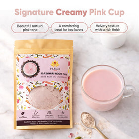 Param Kesar premix simmered in hot water creates rich pink chai aroma.