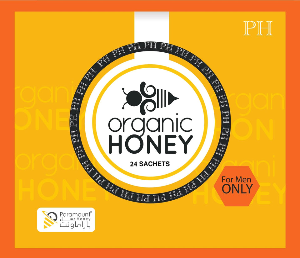 Paramount Honey 24 sachets pack—natural organic sweetness for easy on-the-go use.