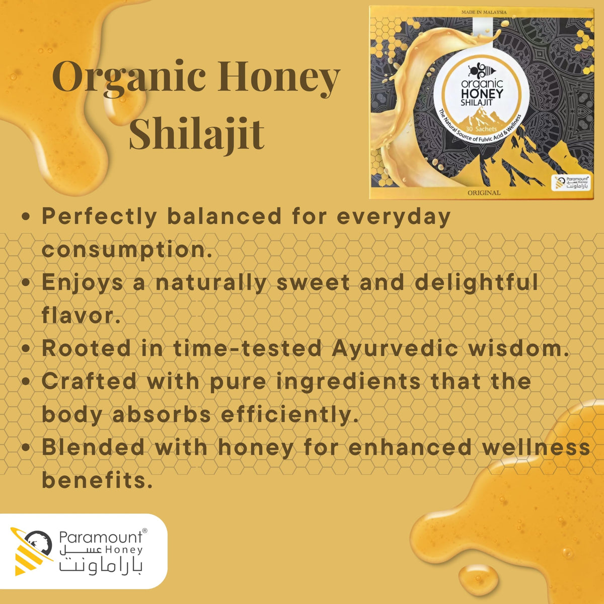 Paramount Honey Shilajit tea prep shows versatile daily use.