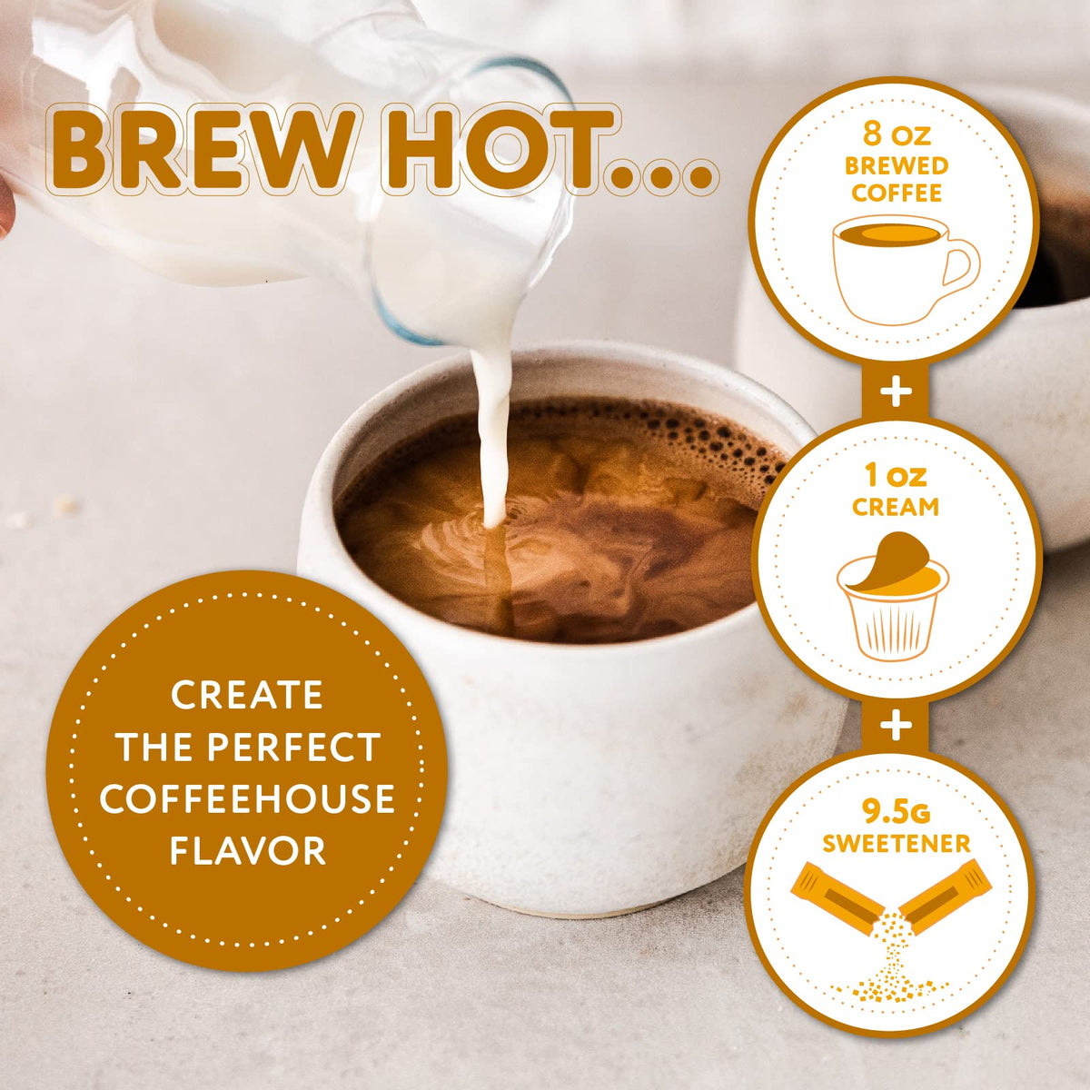 Paramount Roasters aroma-steaming cup highlights amaretto flavor option.