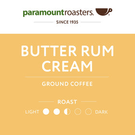 Paramount Roasters Butter Rum Cream cup with creamy swirls