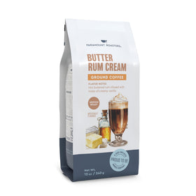 Paramount Roasters Butter Rum Cream grounds close-up signaling rich flavor