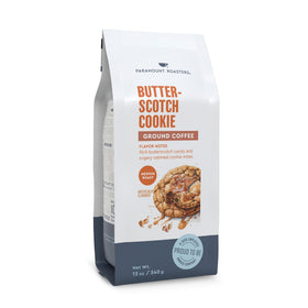 Paramount Roasters Butterscotch Cookie ground coffee bag back with flavor notes.