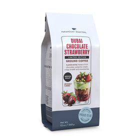 Paramount Roasters dubai-chocolate-strawberry-ground-coffee bag highlights premium aroma and balanced cup