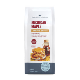 Paramount Roasters Michigan Maple ground coffee bag ready to brew