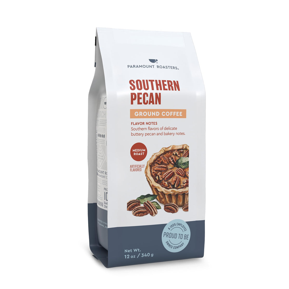 Warm cup of Paramount Roasters pecan coffee with inviting aroma for bright mornings.
