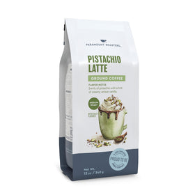 Paramount Roasters Pistachio Latte ground coffee bag ready to brew with medium roast aroma
