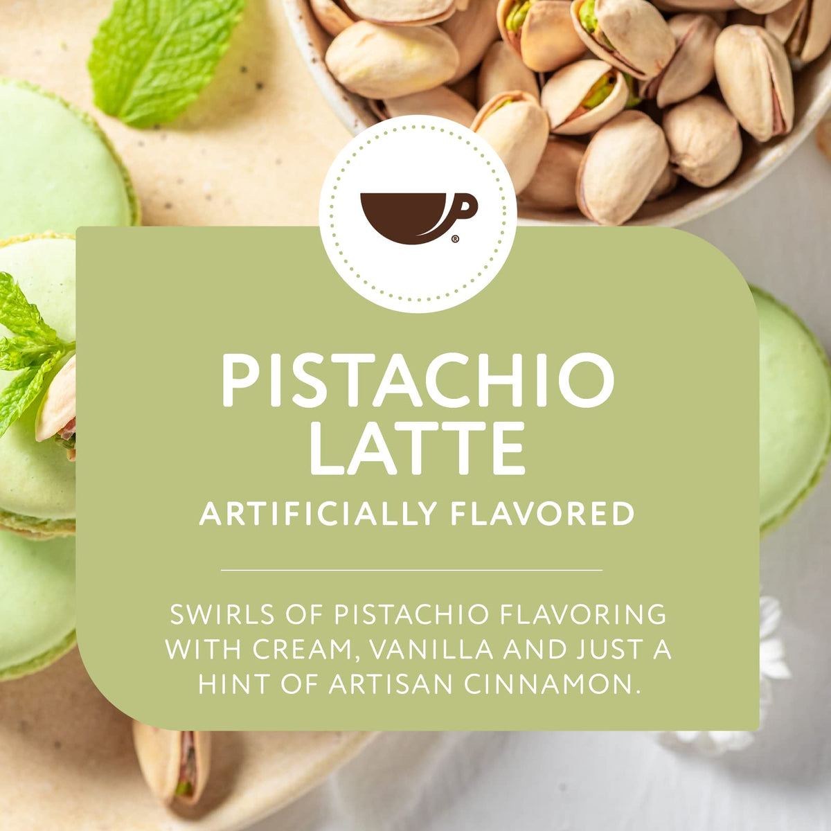 Chilled pistachio latte in glass shows refreshing iced coffee potential