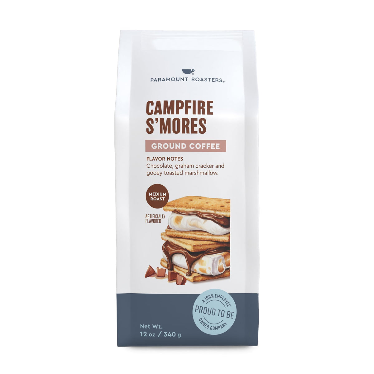 Paramount Roasters S'Mores coffee being poured over hot water for a cozy morning ritual.