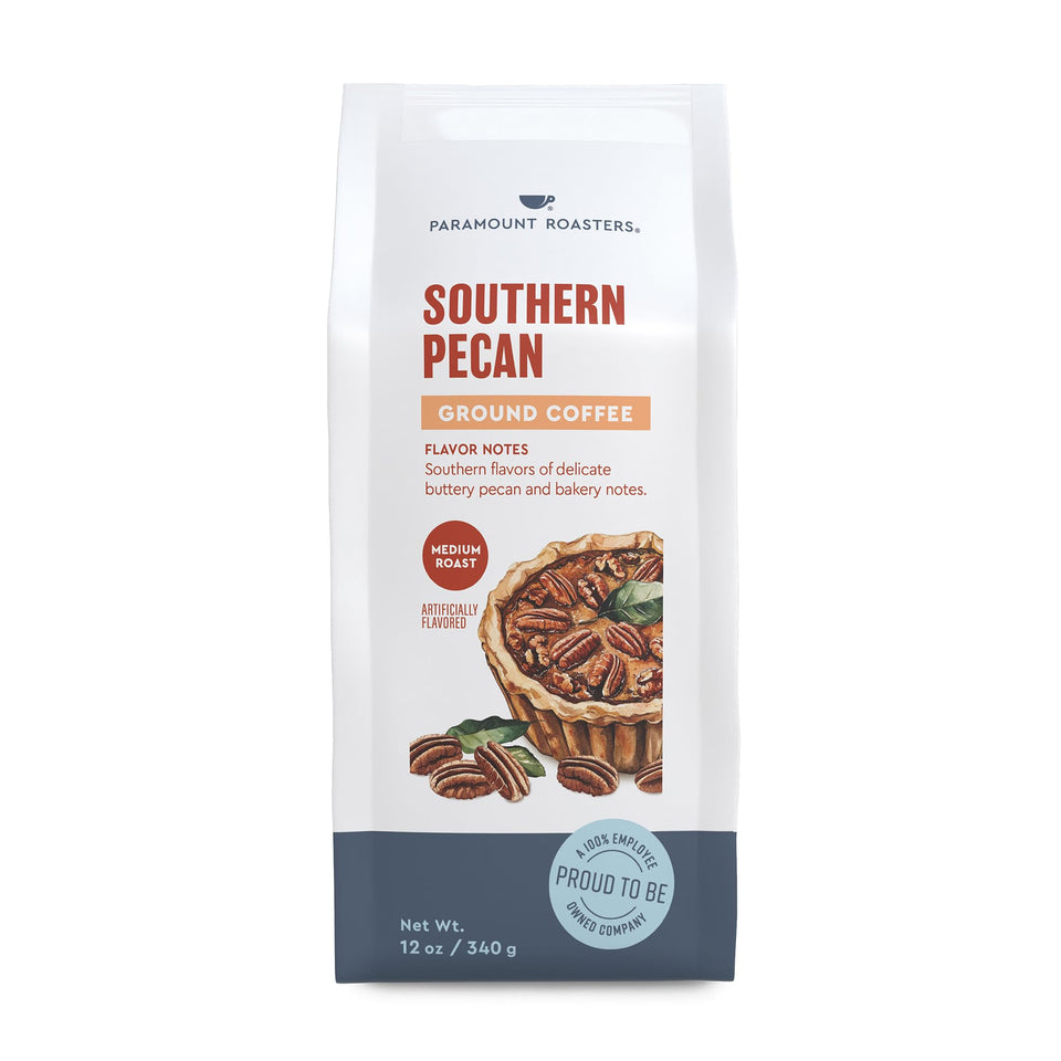 Paramount Roasters Southern Pecan flavored coffee bag ready for a nutty morning brew.