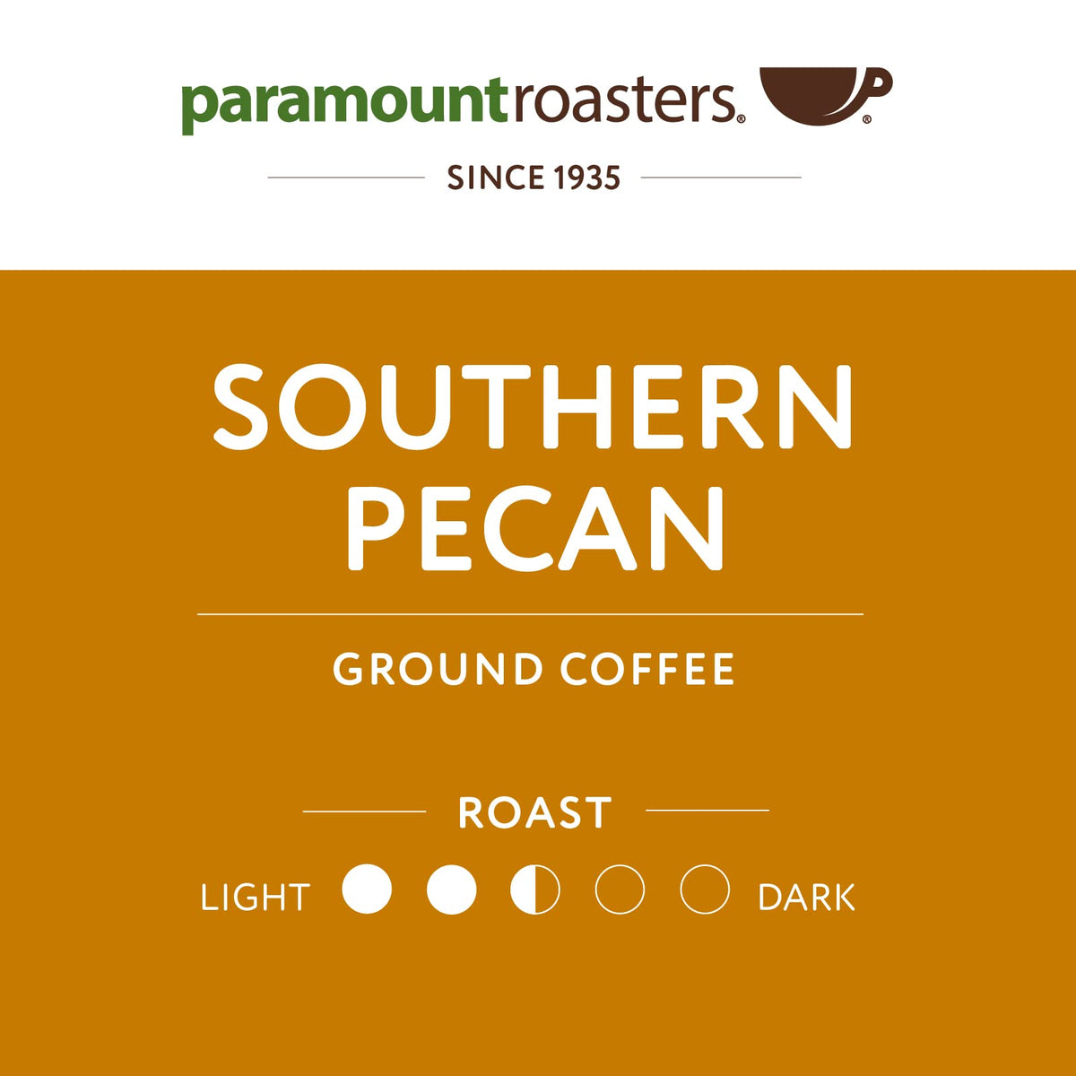 Steaming cup of Paramount Roasters Southern Pecan coffee for a cozy moment.