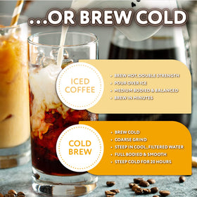 Iced coffee pour-over looks refreshing with bold flavor and smooth finish.
