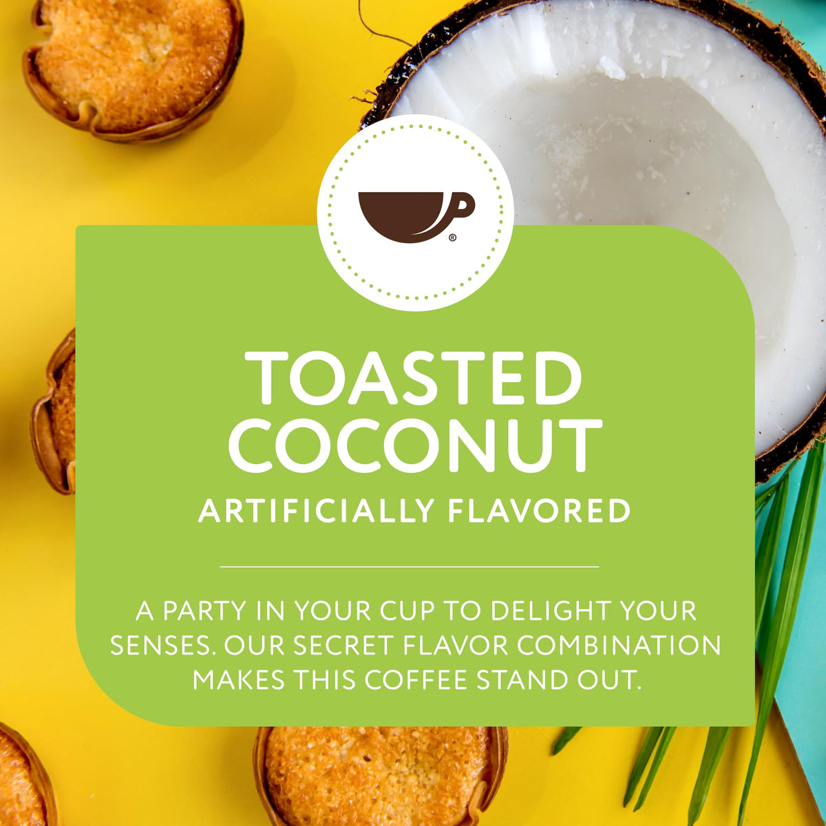 Paramount Roasters toasted coconut coffee coconut-flakes-closeup hints tropical notes.