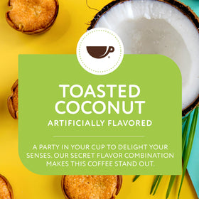 Paramount Roasters toasted coconut coffee coconut-flakes-closeup hints tropical notes.